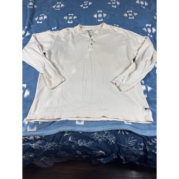 Levi's Other - Levis Mens Long Sleeve Ribbed Henley Shirt Cream Off White Cotton Size M 6880